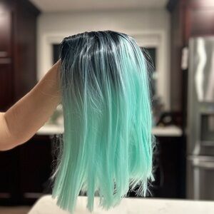 Amazon Ombre Black & Turquoise Mint Hair Wig (never worn)